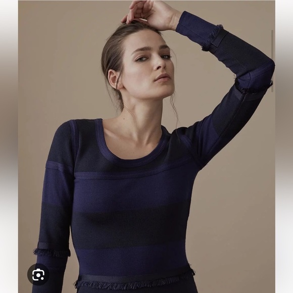 REISS Bridey Long Sleeve Knitted Midi Dress Wedding Guest Travel Cocktail City - Picture 4 of 8